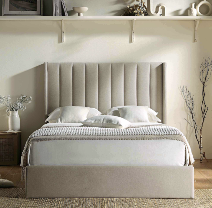 Wilton Warm Stone Fabric Ottoman Storage Bed - Image 3