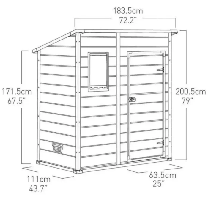6 x 4 Manor Plastic Pent Garden Storage Shed – Weather-Resistant & Lockable - Image 8