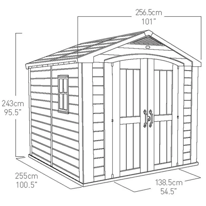 8′ x 8′ Plastic Garden Shed – Weatherproof Outdoor Storage with Double Doors & Skylight - Image 11