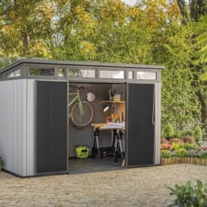 Keter Artisan 11×7 Resin Outdoor Storage Shed Kit – Grey & Black - Image 2