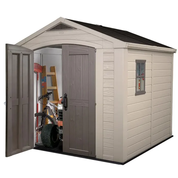 8′ x 8′ Plastic Garden Shed – Weatherproof Outdoor Storage with Double Doors & Skylight - Image 2