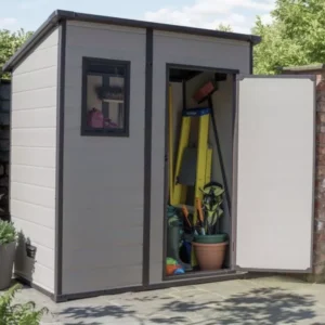 Keter 6x4ft Manor Plastic Pent Garden Storage Shed – Beige - Image 4