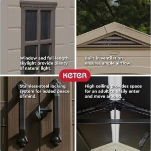 Keter Factor 8×11 Ft All-Weather Outdoor Storage Shed with Shelve - Image 7
