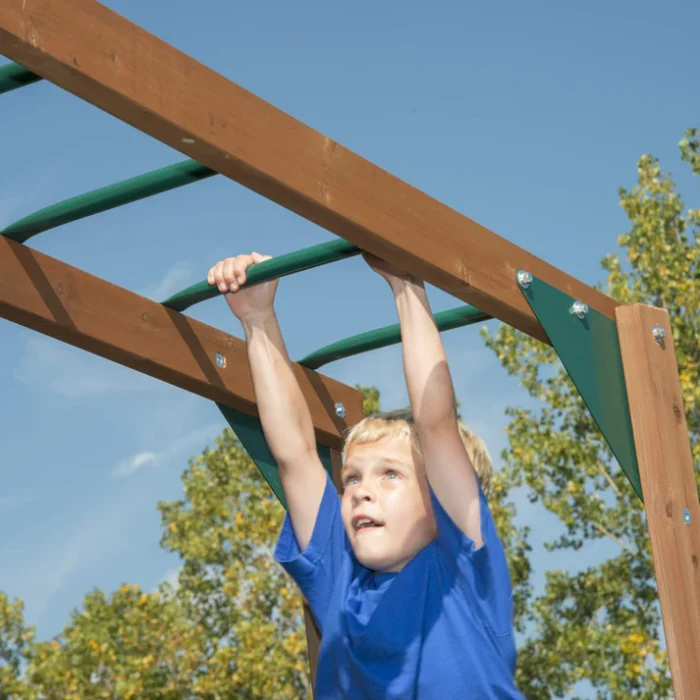 Swing-N-Slide WS 8352 Knightsbridge Ultimate Wooden Swing Set with Slide, Monkey Bars & Clubhouse - Image 5