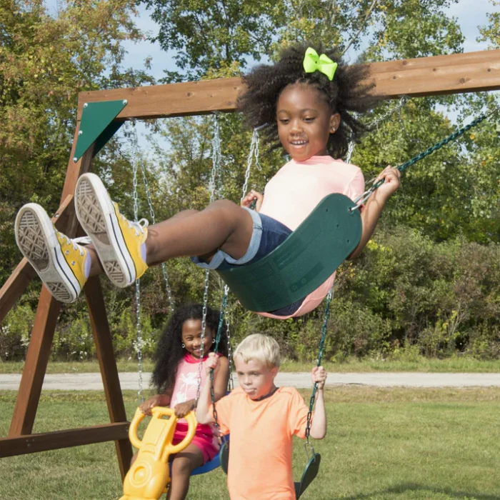 Swing-N-Slide WS 8352 Knightsbridge Ultimate Wooden Swing Set with Slide, Monkey Bars & Clubhouse - Image 6